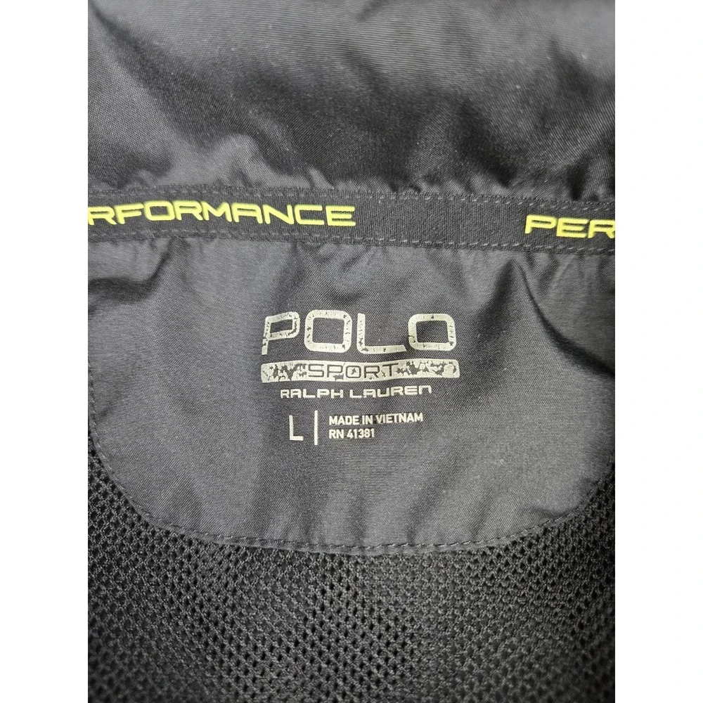 Polo Sport Ralph Lauren Windbreaker Jacket Men's Large Black/Yellow‎ Cycling